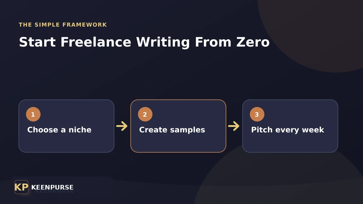 Start Freelance Writing From Zero: three-step framework