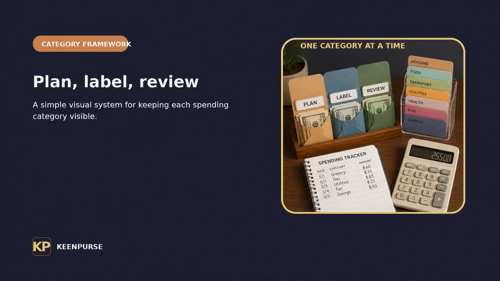 Cash stuffing framework: plan, label, and review category cycle