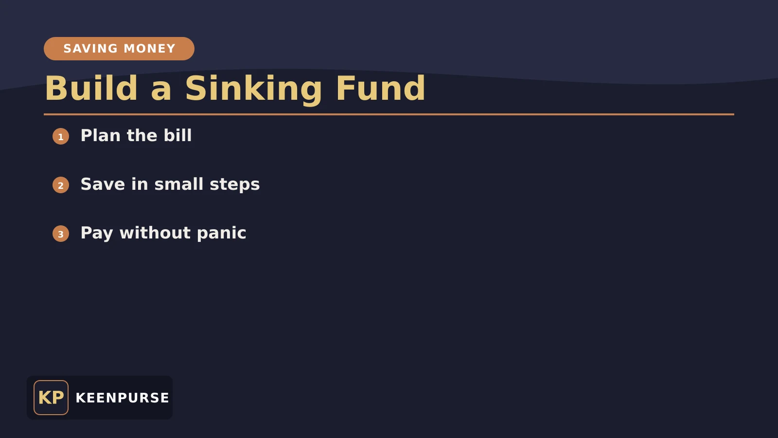 Editorial illustration of a sinking fund plan with KeenPurse branding