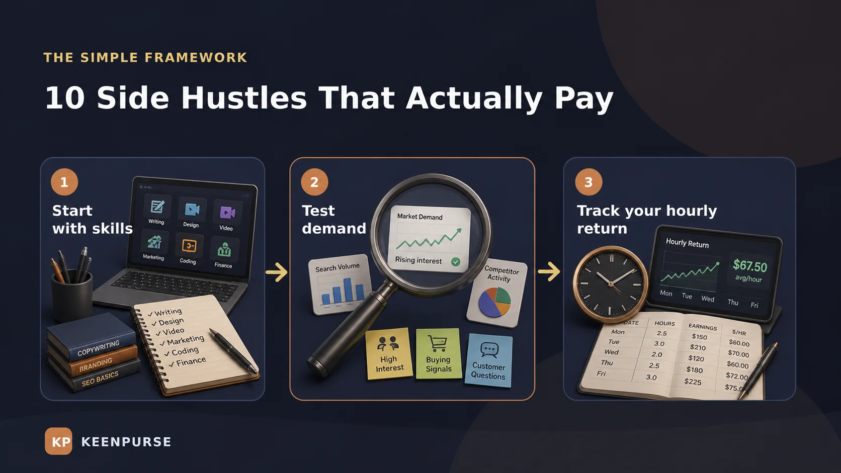 10 Side Hustles That Actually Pay: three-step framework
