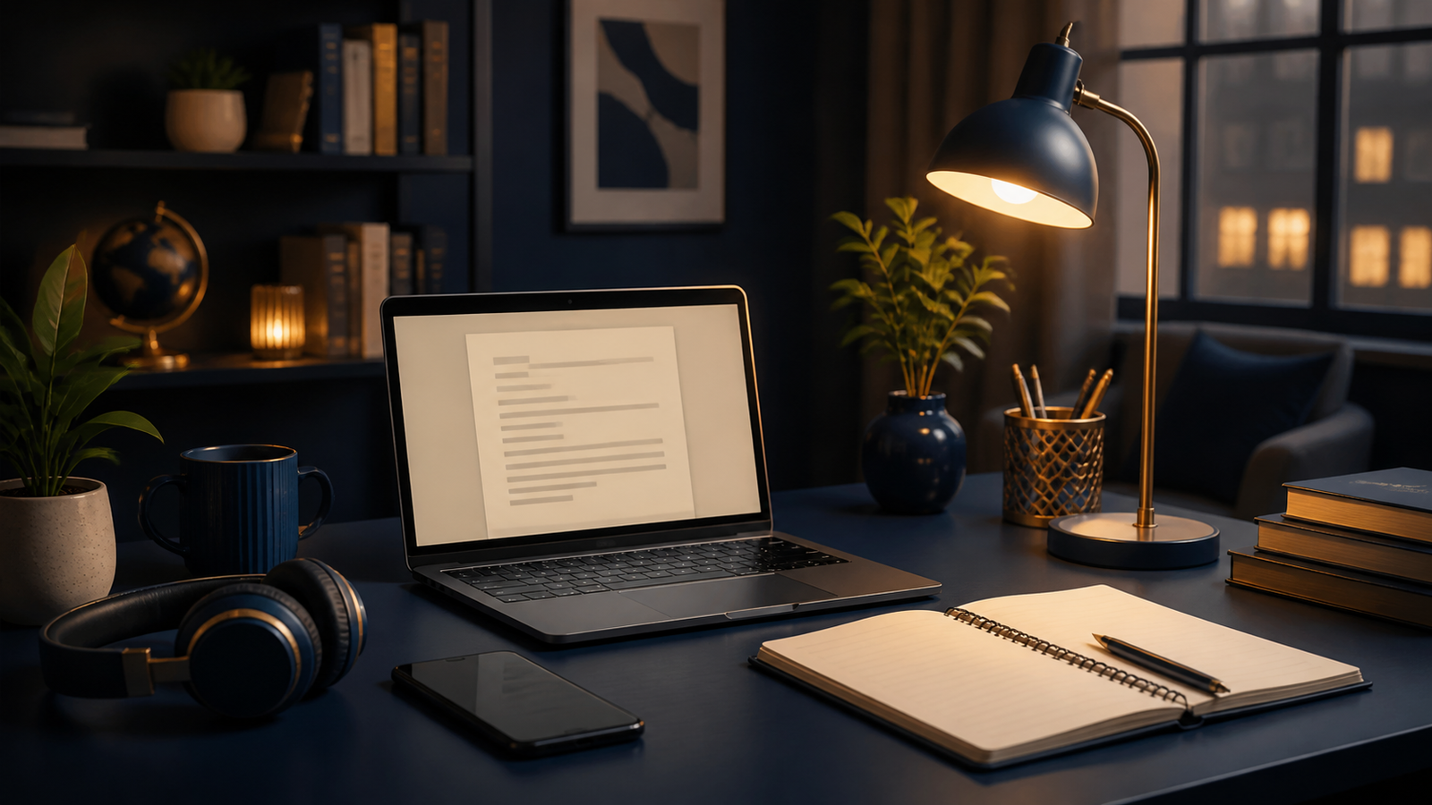 Calm home workspace for focused independent work