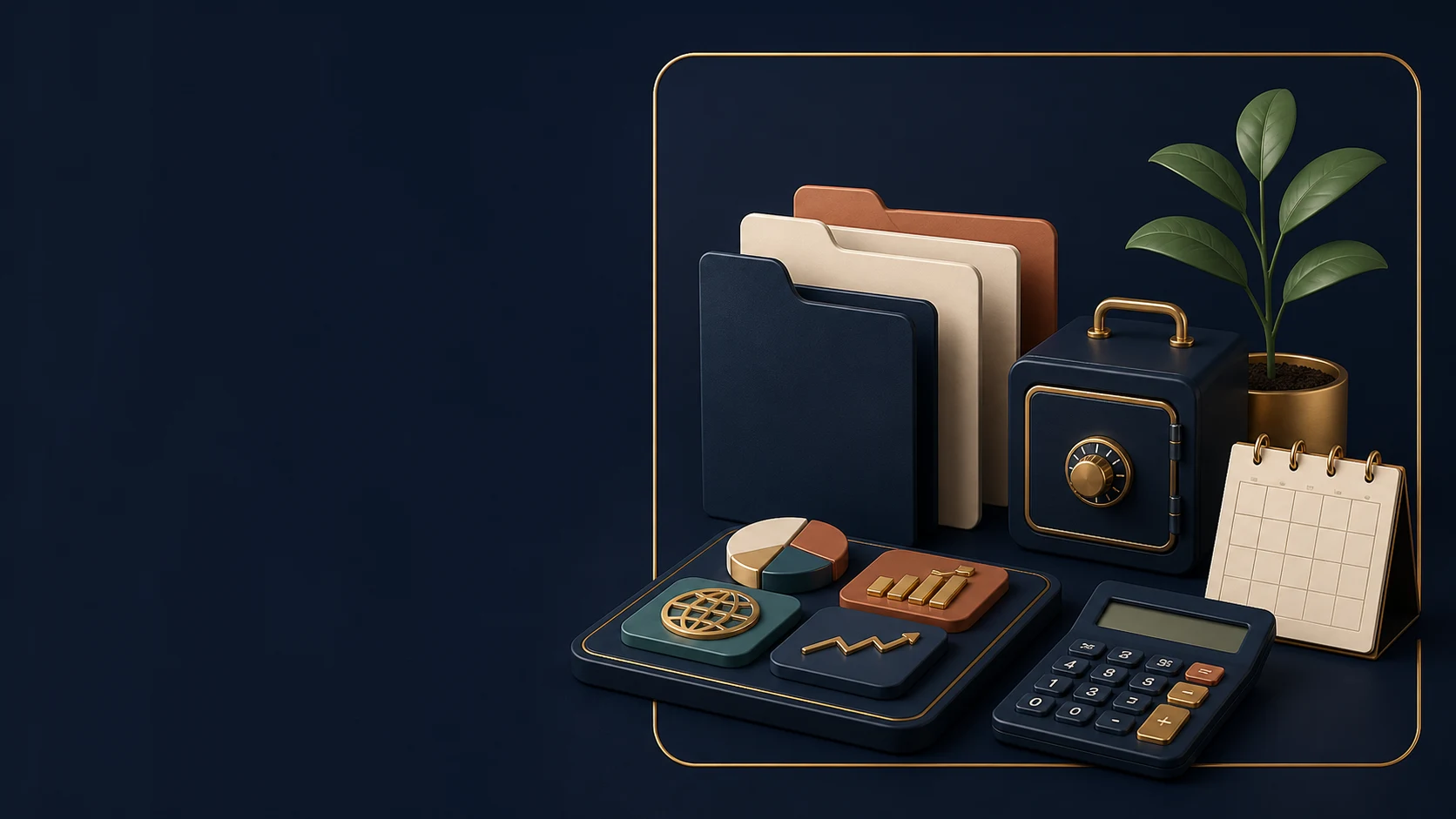 Branded 3D Roth IRA guide with account folders, secure box, investment tiles and calendar